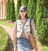 Tweed Quilted Lace Vest (Ivory) (6643556089974)