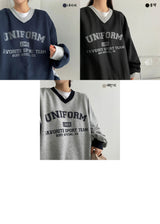 デウェイトスリットカラーリングユニフォームスウェットシャツ / Deweit Slit Coloring Uniform Sweatshirt