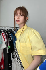 HALF COTTON OVERFIT SHIRTS (YELLOW)