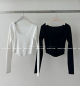 Deep U-neck Napping Cropped T-shirt