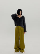 チャコールププVネックニット/Charcoal Pupu V-neck Knit