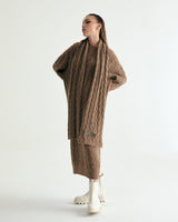 ALPACA CABLE KNIT MUFFLER & ONEPIECE SET - COCOA (6635997102198)