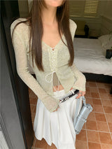 Oatmeal Long Sleeve Strap Top (with Inner)