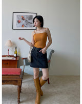 2ボタンデニムスカート / two-button black denim skirt