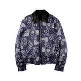 [UNISEX] `CUL` Reversible Leather and Paisley Bomber Jacket (Navy) (6656426606710)
