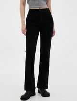 no.740 ピーチブラッシュブーツカットパンツ/no.740 Peach brushed black bootcut pants