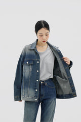 ジンチョンボクシーフィットデニムジャケット / deep blue over Fit Denim Jacket