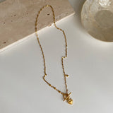 ゴールドハートシンプルトグルバーネックレス/ggt Gold heart simple toggle bar necklace