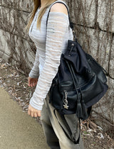 エスニックショルダースリットストライプTシャツ / Ethnic Shoulder Slit Stripe Tee