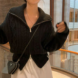 [BELLIDE MADE] Signal two-way twisted knit zip-up