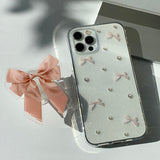 Pink - Ribbon Pearl Phone Case Ribbon Tok Set_glitter
