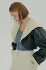 CROP SHEARLING JACKET / BLACK