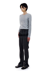 LEATHER STRAP TAILORED PANTS (CHARCOAL) (6654715560054)