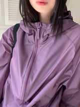 スピンファンクショナルナイロンセミジップアップストリングロングスリーブフーディTシャツ