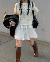 Mini cancan lace skirt