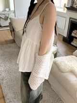 Keobing vintage V-neck buttoned lace strap adjustable sleeveless