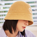 VA Square Applique Knit Bucket Hat / Beige