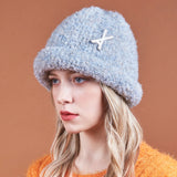 VA Brooch Melange Wool Rolling Beanie Bluemix