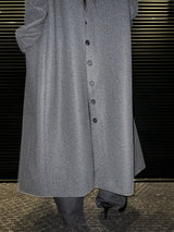 [UNISEX] Wool back button maxi long coat (Gray)