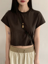 クールラインクロップベーシックショートスリーブTシャツ