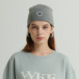 WHATTHE Logo Stripe Beanie Grey (6643575849078)