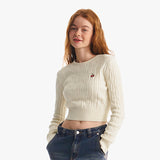 スモールチェリーケーブルクロップニット／SMALL CHERRY CABLE CROP KNIT [IVORY]
