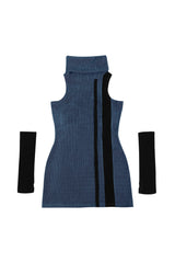 HOLIDAY TURTLENECK DRESS #BLACK NAVY