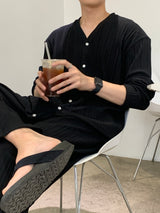 ニューゲントオーシャンアイスプリーツセットアップロングワイドパンツ / New Gent Ocean Ice Pleats Set-up Long Wide Pants (2 colors)
