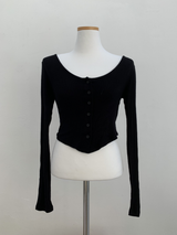 LuLu Button Slim Top (3color)