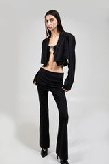 BOOTS CUT SKIRT PANTS [BLACK] (6639097938038)