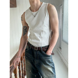 [MUSCLE FIT] Double cutting sleeveless(3color)