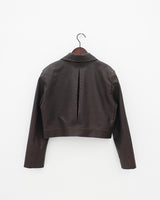 クラシックレザークロップドブルゾンジャケット / Classic leather cropped blouson jacket