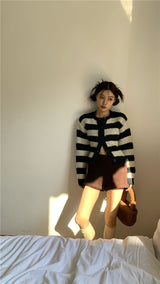 ストライプウールニットカーディガン/striped wool knit cardigan