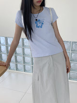 Rewar California Flower Cropped Short-Sleeved T-Shirt