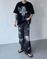 ダメージワイドパンツ / SK Damage Wide Pants (2 colors)