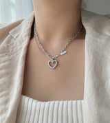 2ラインチェーンキッチュヒップハートネックレス/havo Bold, two-line chain, kitsch, hip, heart necklace