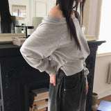 ハイディンオフショルダースリットクロップスウェット