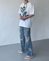 ダメージワイドパンツ / SK Damage Wide Pants (2 colors)