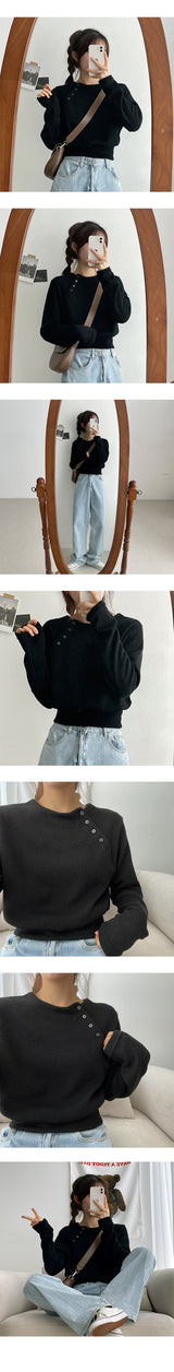 ダイアゴナルボタンロングスリーブTシャツ / diagonal button long-sleeved T-shirt