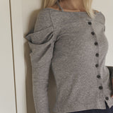 Lush shirring T-shirt (light gray)