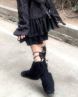 シャーリングストラップリボンレッグウォーマー / shirring strap ribbon leg warmer