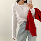 [BELLIDE MADE] MULTI-Half CROPED PLAIN LONG SLEEVE