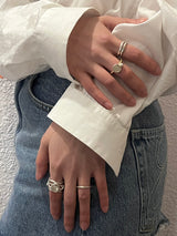 NOTE RING GOLD(silver+16K gold plated, rutilated quartz)