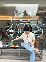 アンダーブックルオープンカラーショートスリーブニットウェア / Ander Bookle Open Collar Cool Short-Sleeved Knitwear (4 colors)
