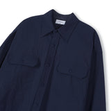 VZロゴビックオーバーフィットナイロンワークシャツネイビー/VZ Logo Big Over Fit Nylon Work Shirt Navy (6683367014518)