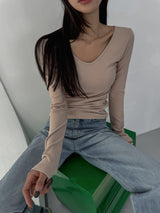 ナッピングVネックロングスリーブTシャツ