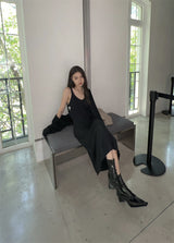 black knit long dress