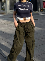 Y2k スポーティーレーシングクロップTシャツ