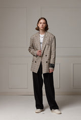 Two-button suit jacket - Beige check (4622118912118)