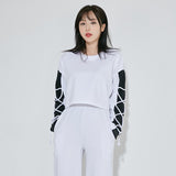 ストリングロングスリーブクロップTシャツ  /(9069) X-String Long Sleeve Crop Tee